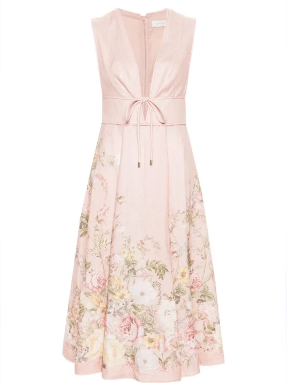 Miss Rosier Waverly Plunge Linen Midi Dress